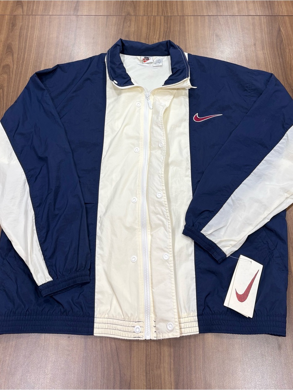 VTG 90s Nike Air Big Logo Windbreaker Jacket NWT Silver Tag Colorblock Navy XL